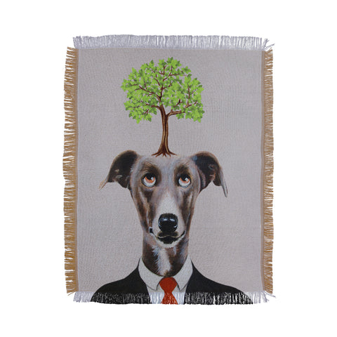 Coco de Paris A greyhound with a tree Throw Blanket