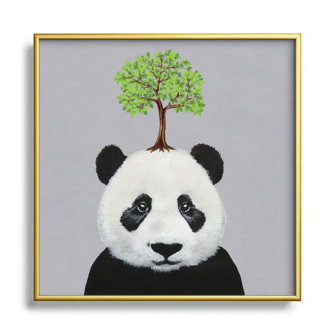 Coco de Paris A Panda with a tree Metal Square Framed Art Print