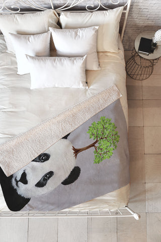 Coco de Paris A Panda with a tree Fleece Throw Blanket