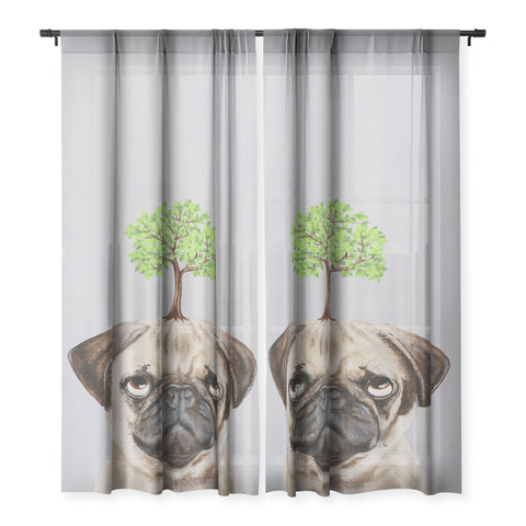 Coco de Paris A pug with a tree Sheer Non Repeat