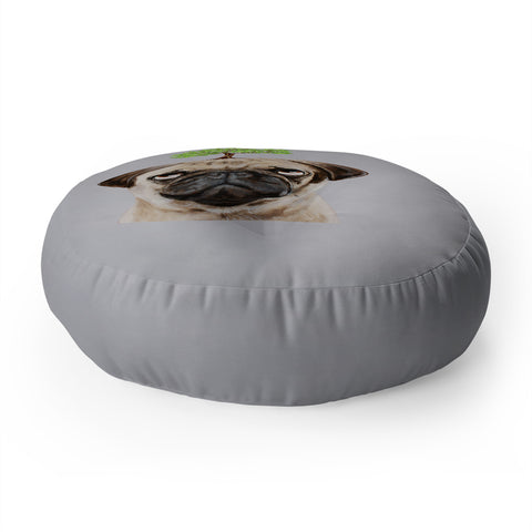 Coco de Paris A pug with a tree Floor Pillow Round