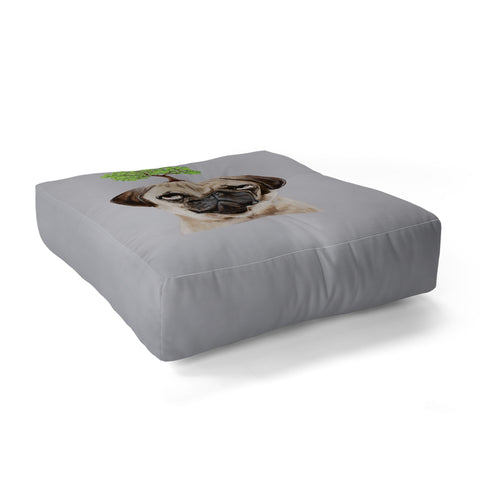 Coco de Paris A pug with a tree Floor Pillow Square