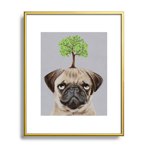 Coco de Paris A pug with a tree Metal Framed Art Print