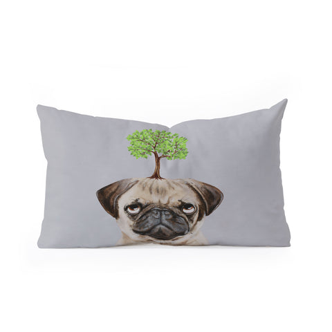 Coco de Paris A pug with a tree Oblong Throw Pillow