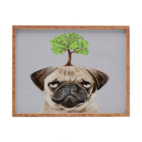 Coco de Paris A pug with a tree Rectangular Tray