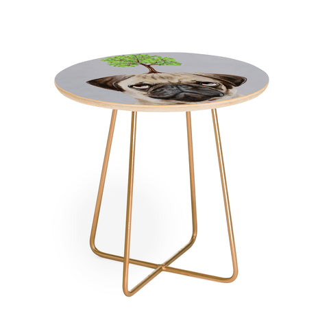 Coco de Paris A pug with a tree Round Side Table