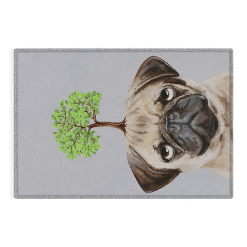 Coco de Paris A pug with a tree Outdoor Rug