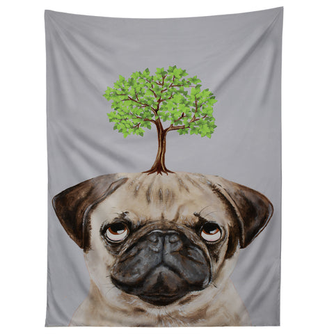 Coco de Paris A pug with a tree Tapestry