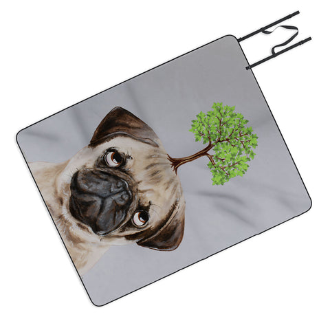 Coco de Paris A pug with a tree Picnic Blanket