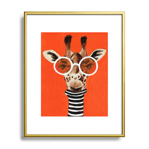 Coco de Paris A stripy Giraffe Metal Framed Art Print