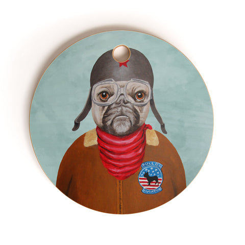 Coco de Paris Aviator Bulldog Cutting Board Round