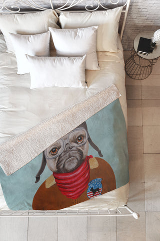 Coco de Paris Aviator Bulldog Fleece Throw Blanket