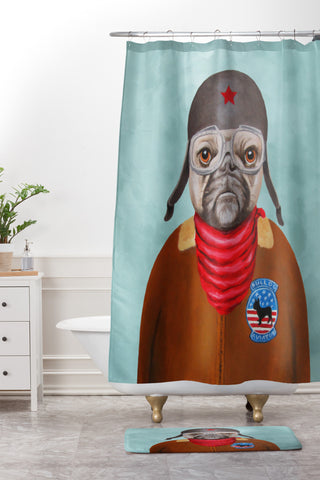 Coco de Paris Aviator Bulldog Shower Curtain And Mat