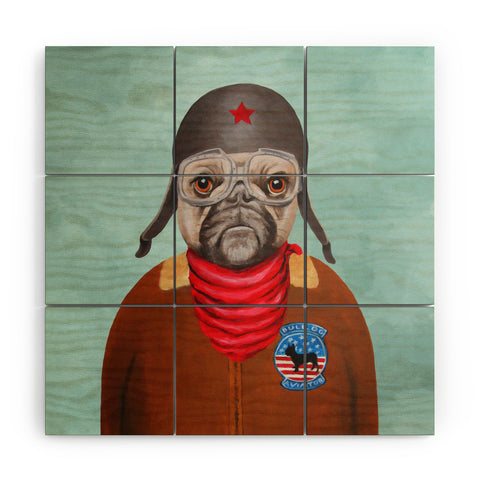 Coco de Paris Aviator Bulldog Wood Wall Mural