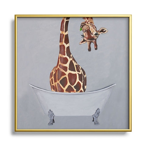 Coco de Paris Bathtub Giraffe Metal Square Framed Art Print