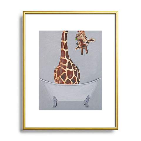 Coco de Paris Bathtub Giraffe Metal Framed Art Print