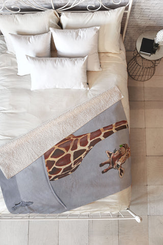 Coco de Paris Bathtub Giraffe Fleece Throw Blanket