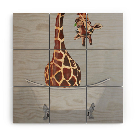 Coco de Paris Bathtub Giraffe Wood Wall Mural