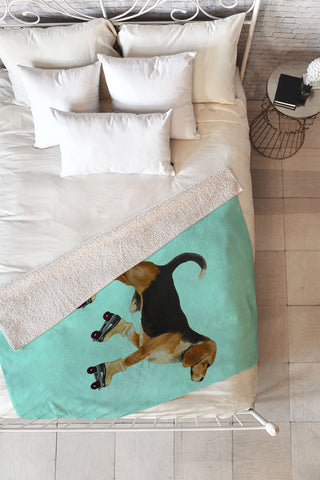 Coco de Paris Beagle Rollerskater Fleece Throw Blanket