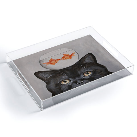 Coco de Paris Black cat with fishbowl Acrylic Tray