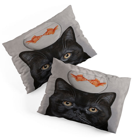 Coco de Paris Black cat with fishbowl Pillow Shams