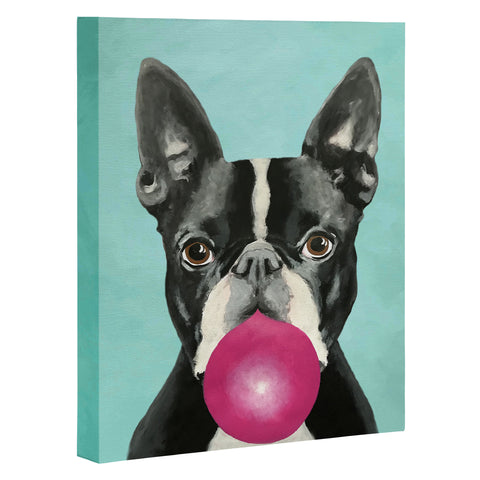 Coco de Paris Boston Terrier blowing bubblegum Art Canvas