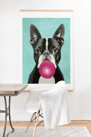 Coco de Paris Boston Terrier blowing bubblegum Art Print And Hanger