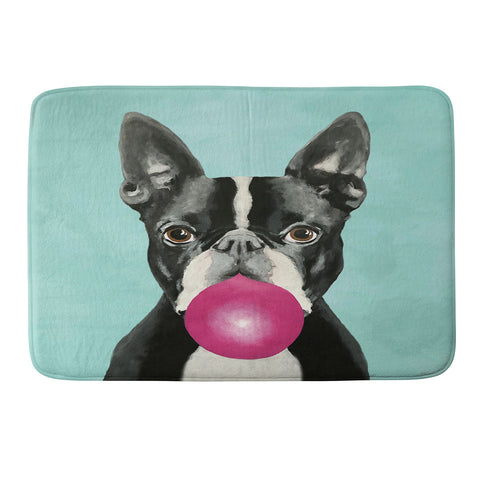 Coco de Paris Boston Terrier blowing bubblegum Memory Foam Bath Mat