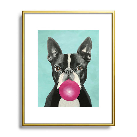 Coco de Paris Boston Terrier blowing bubblegum Metal Framed Art Print