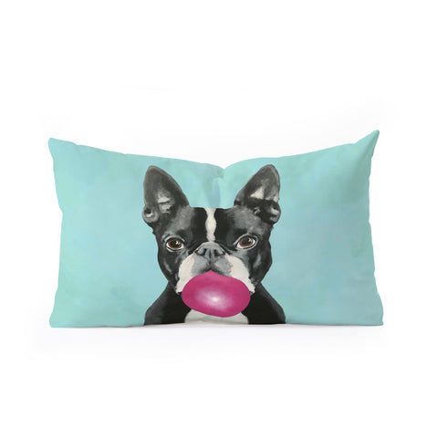Coco de Paris Boston Terrier blowing bubblegum Oblong Throw Pillow