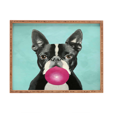Coco de Paris Boston Terrier blowing bubblegum Rectangular Tray