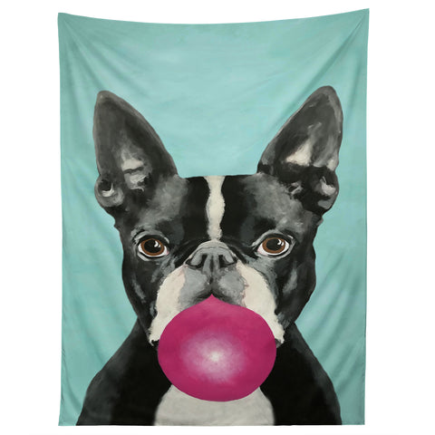 Coco de Paris Boston Terrier blowing bubblegum Tapestry