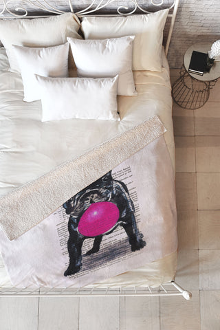 Coco de Paris Bulldog With Bubblegum 01 Fleece Throw Blanket