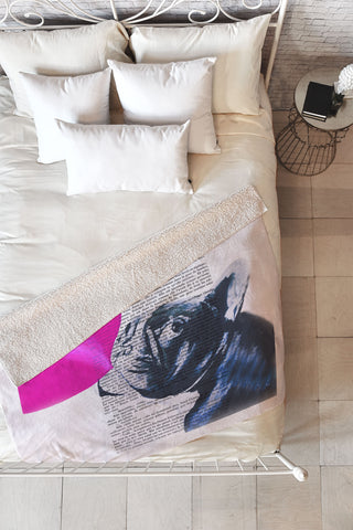 Coco de Paris Bulldog With Bubblegum 02 Fleece Throw Blanket