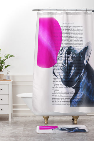 Coco de Paris Bulldog With Bubblegum 02 Shower Curtain And Mat