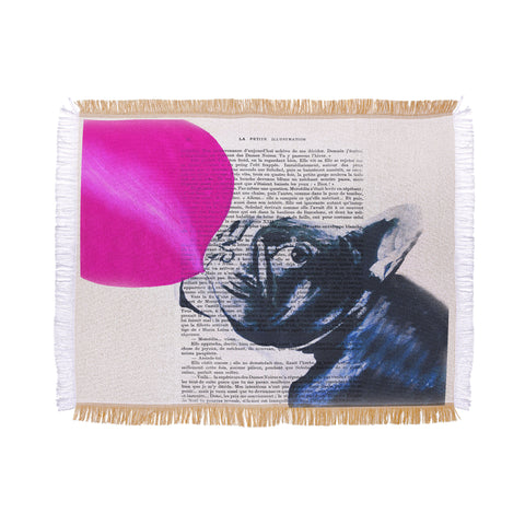 Coco de Paris Bulldog With Bubblegum 02 Throw Blanket