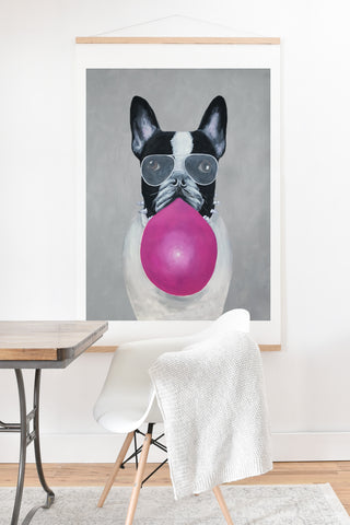 Coco de Paris Bulldog with bubblegum Art Print And Hanger