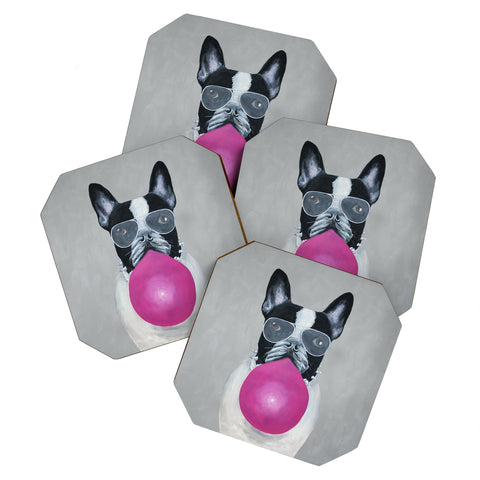 Coco de Paris Bulldog with bubblegum Coaster Set