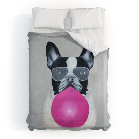 Coco de Paris Bulldog with bubblegum Duvet Cover