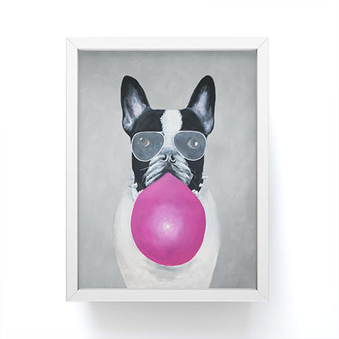 Coco de Paris Bulldog with bubblegum Framed Mini Art Print