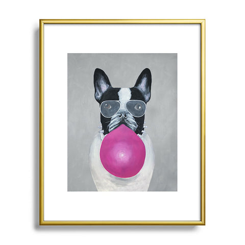 Coco de Paris Bulldog with bubblegum Metal Framed Art Print