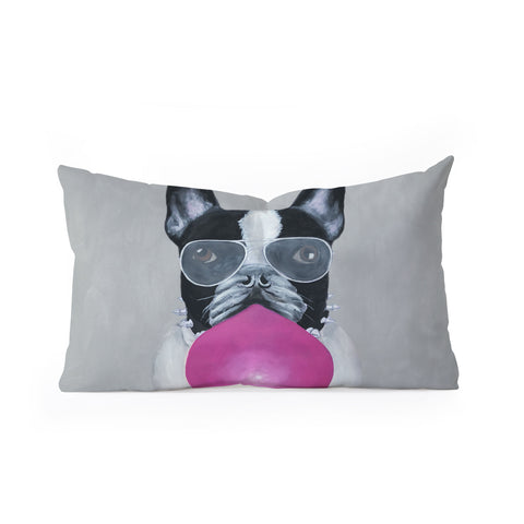 Coco de Paris Bulldog with bubblegum Oblong Throw Pillow
