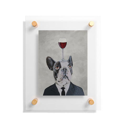 Coco de Paris Bulldog with wineglass Floating Acrylic Print