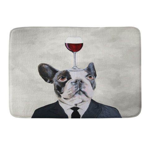 Coco de Paris Bulldog with wineglass Memory Foam Bath Mat