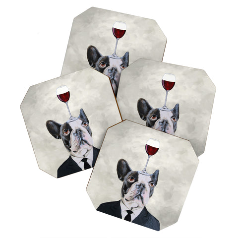 Coco de Paris Bulldog with wineglass Coaster Set