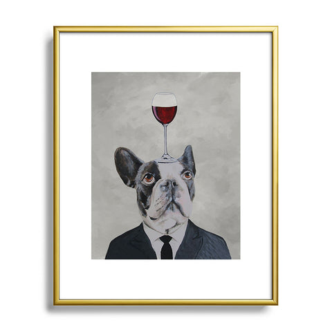 Coco de Paris Bulldog with wineglass Metal Framed Art Print