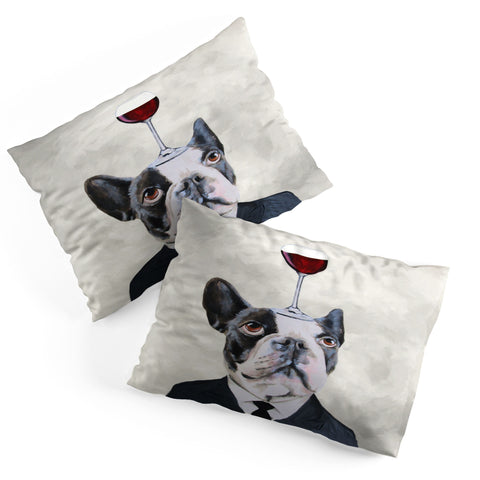 Coco de Paris Bulldog with wineglass Pillow Shams