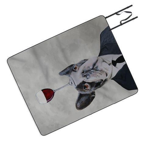 Coco de Paris Bulldog with wineglass Picnic Blanket