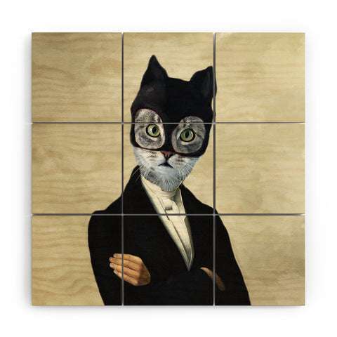 Coco de Paris Cat batman Wood Wall Mural