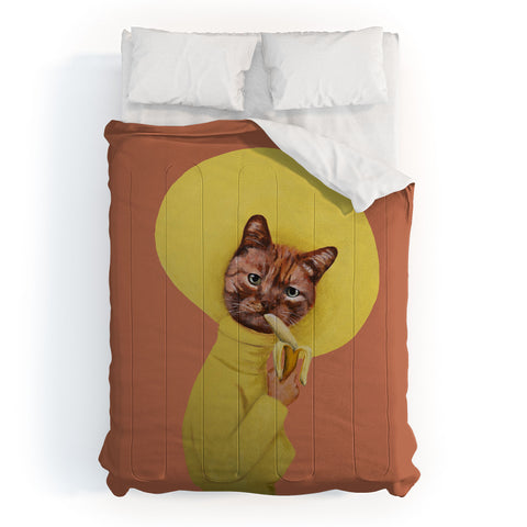 Coco de Paris Cat eating banana Comforter